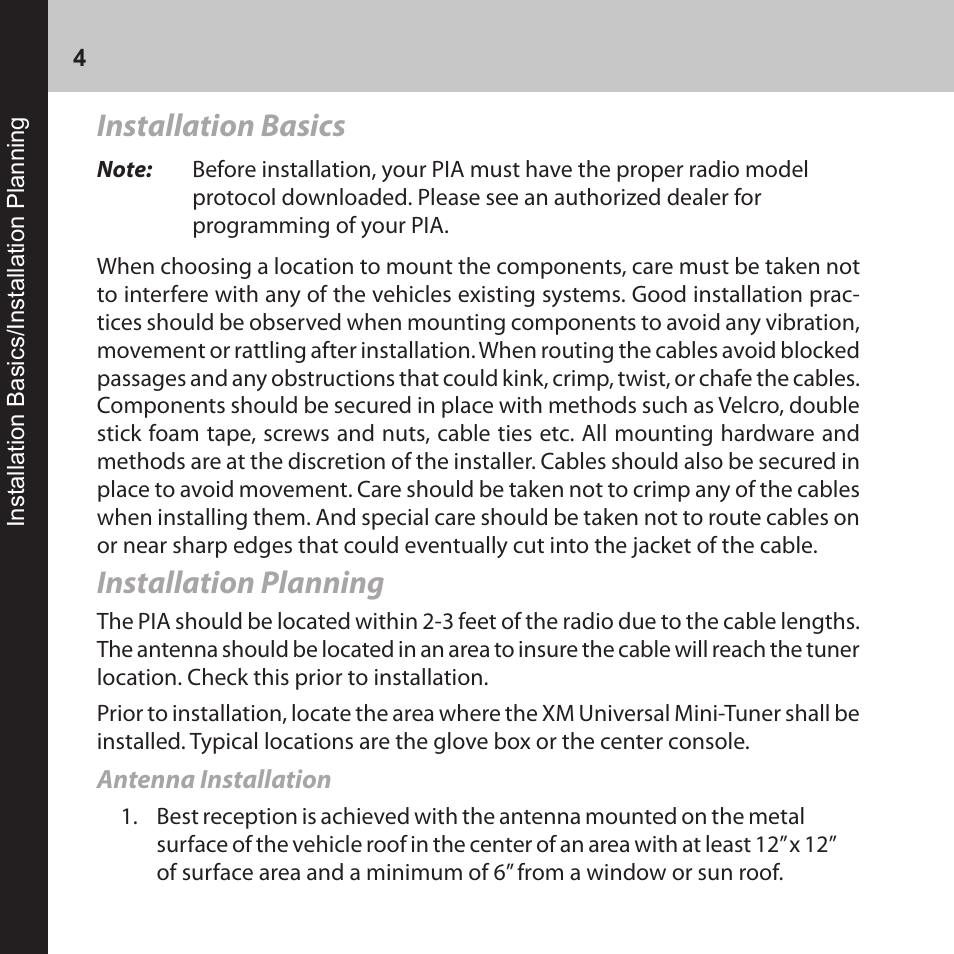 Installation basics, Installation planning | Audiovox CNP2000UC User Manual | Page 4 / 42