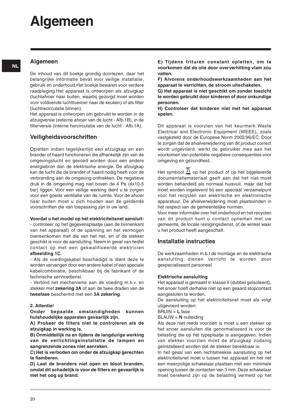 Algemeen | Indesit H361IX User Manual | Page 18 / 31