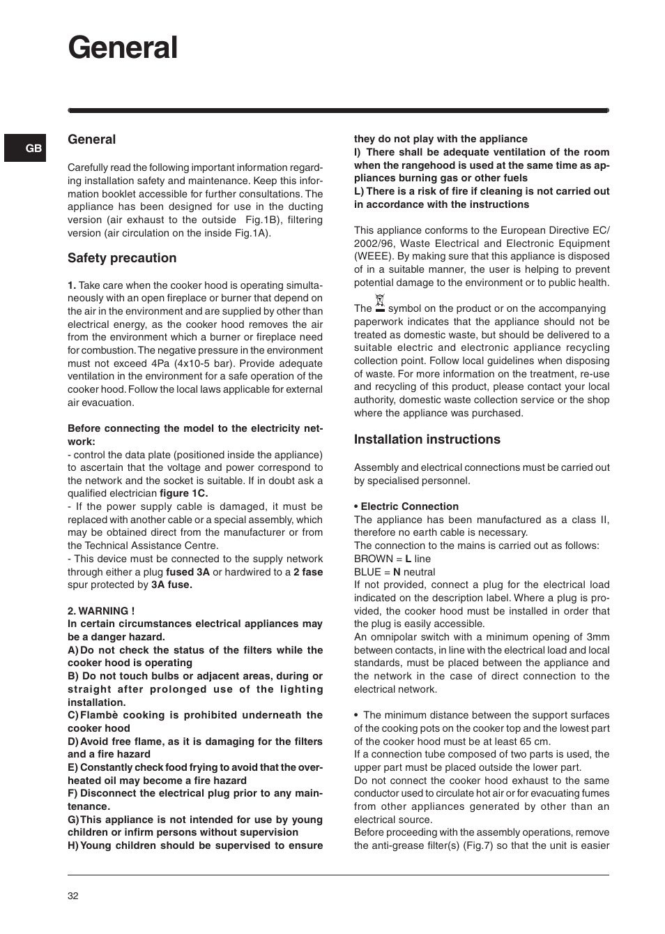 General | Indesit H361IX User Manual | Page 30 / 31