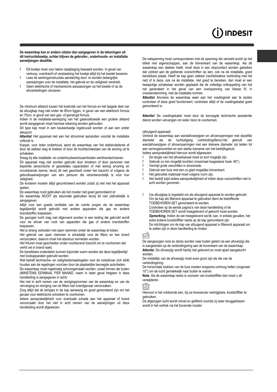 Nederlands | Indesit IG60-1GY User Manual | Page 19 / 28