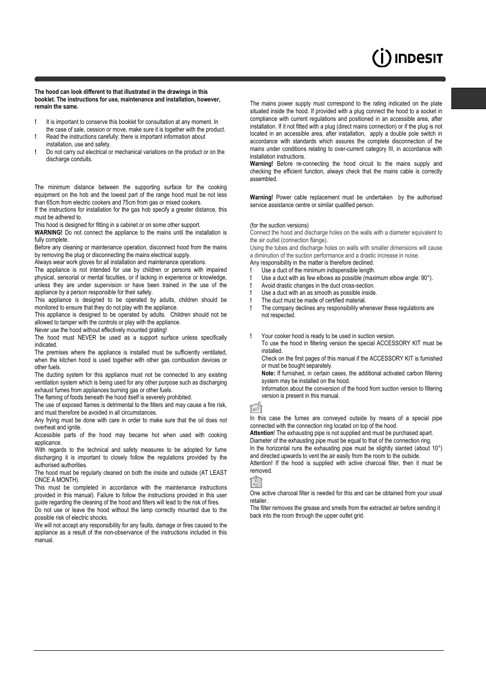 English | Indesit IG60-1GY User Manual | Page 7 / 28