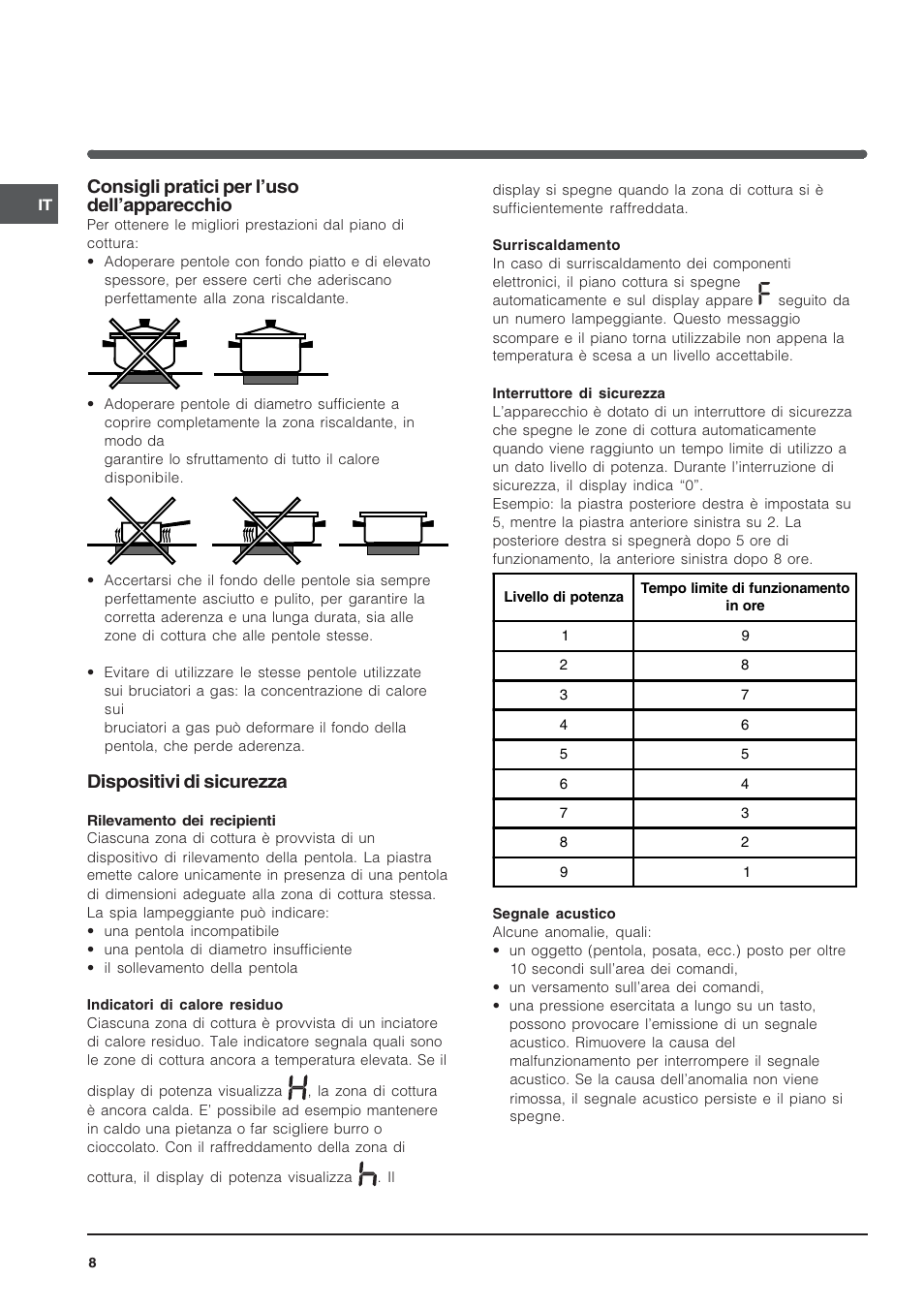 Consigli pratici per luso dellapparecchio, Dispositivi di sicurezza | Indesit VRA640X – for models to 29 Nov 2009 User Manual | Page 8 / 60