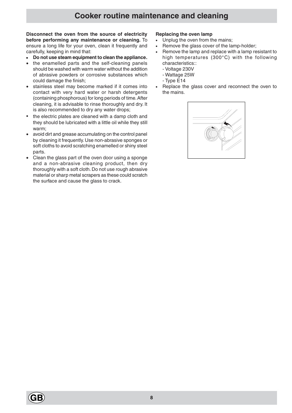Cooker routine maintenance and cleaning | Indesit K6E32-G User Manual | Page 8 / 12