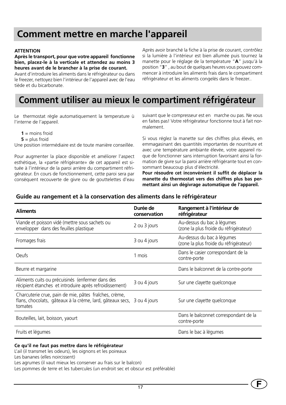 Comment mettre en marche l'appareil | Indesit RG2190 User Manual | Page 19 / 72