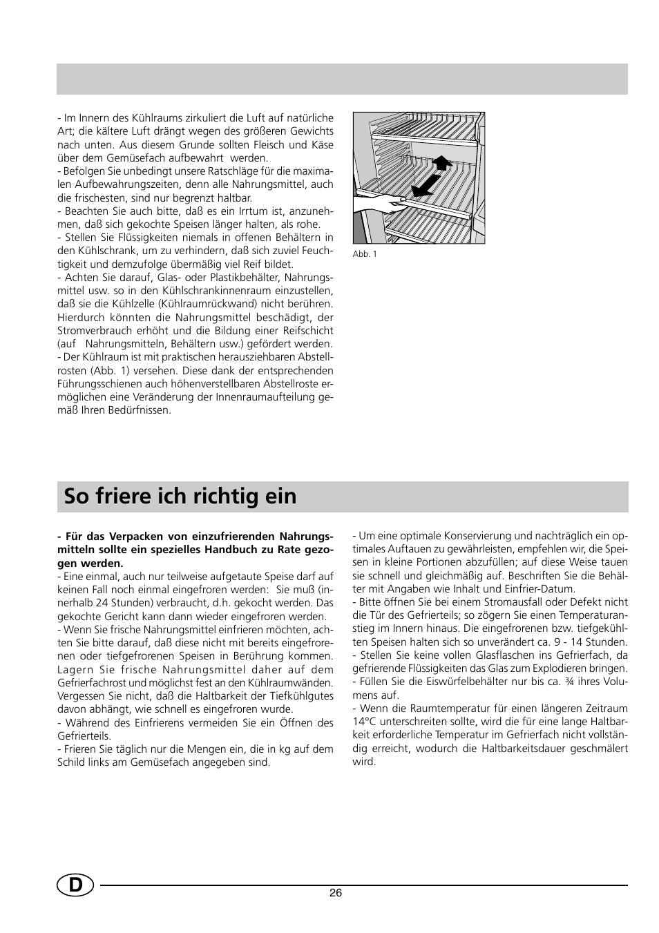 So friere ich richtig ein | Indesit RG2190 User Manual | Page 28 / 72