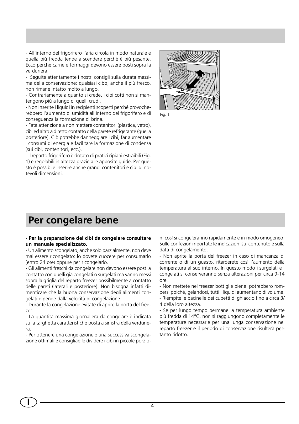 Per congelare bene | Indesit RG2190 User Manual | Page 6 / 72