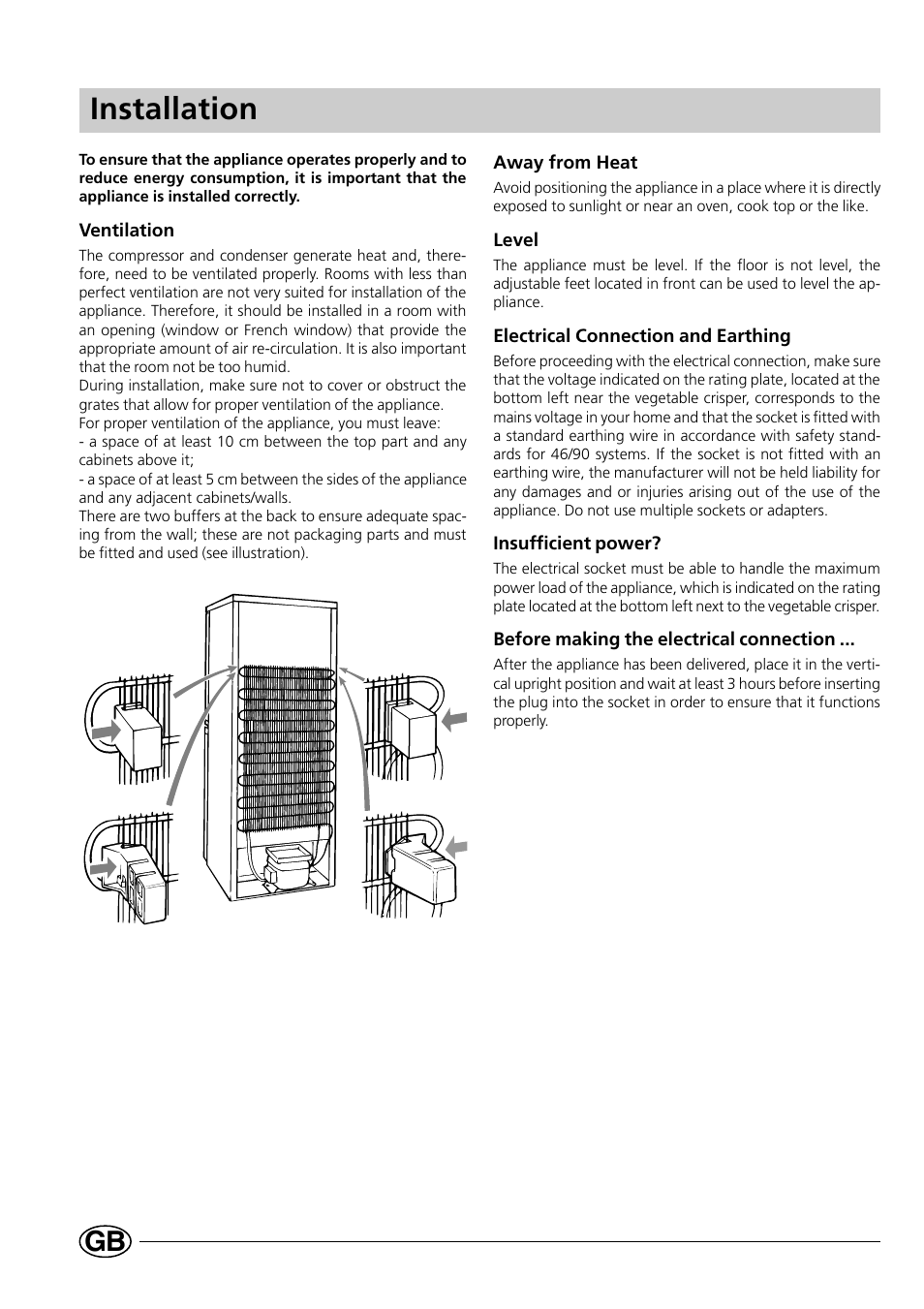 Installation | Indesit CG1230NR User Manual | Page 8 / 32