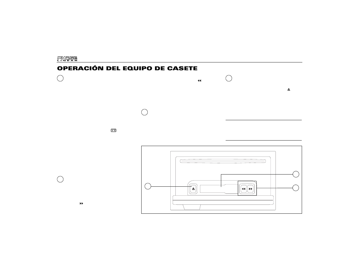 Operación del equipo de casete | Audiovox Jensen Phase Linear UMP9020 User Manual | Page 34 / 59