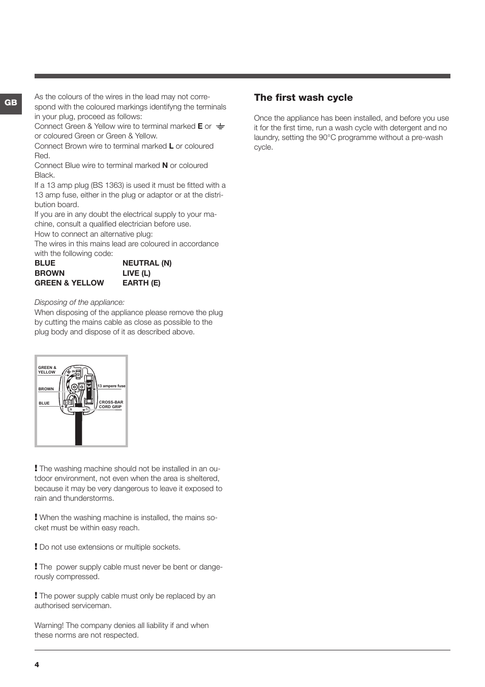 The first wash cycle | Indesit IWD7168 User Manual | Page 4 / 16