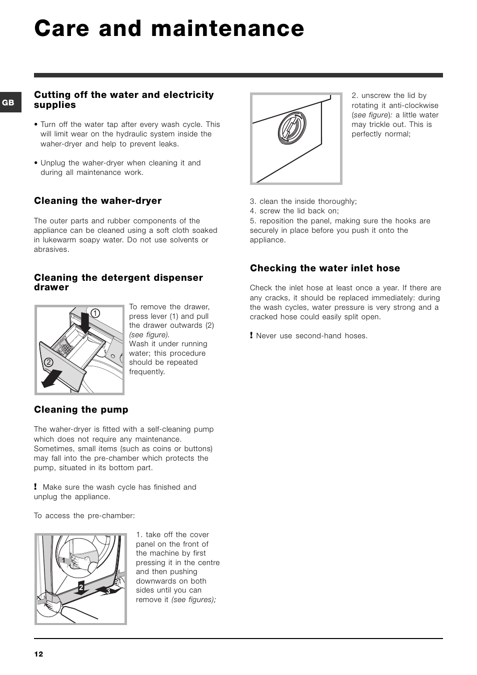 Care and maintenance | Indesit PWDC8125 User Manual | Page 12 / 16