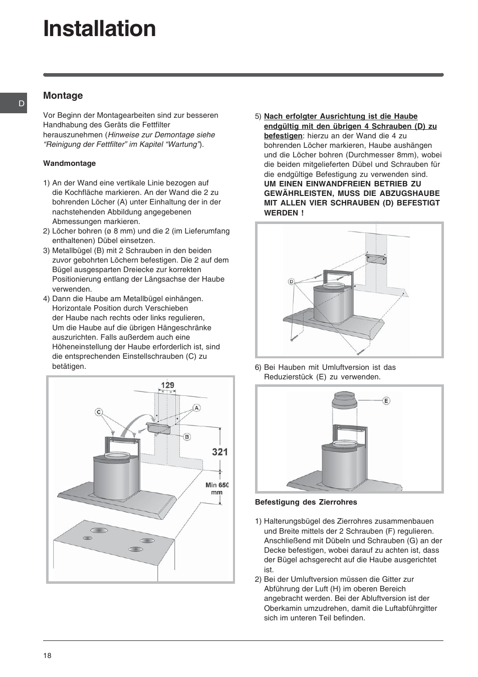 Installation | Indesit HIP6FIX User Manual | Page 18 / 56