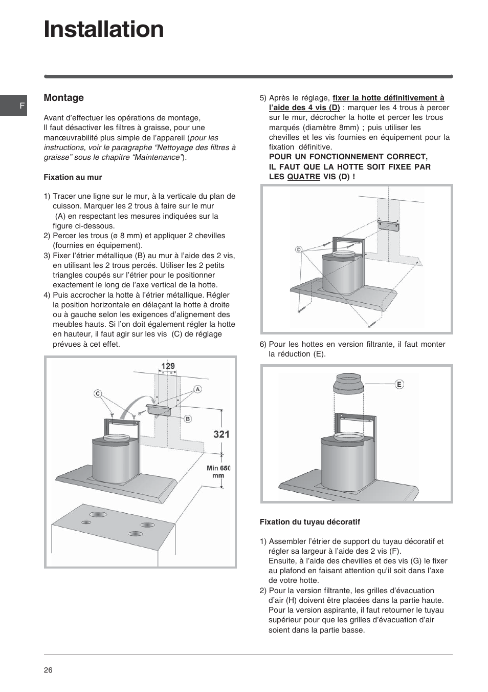 Installation | Indesit HIP6FIX User Manual | Page 26 / 56