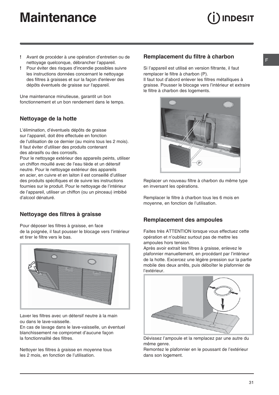 Maintenance | Indesit HIP6FIX User Manual | Page 31 / 56