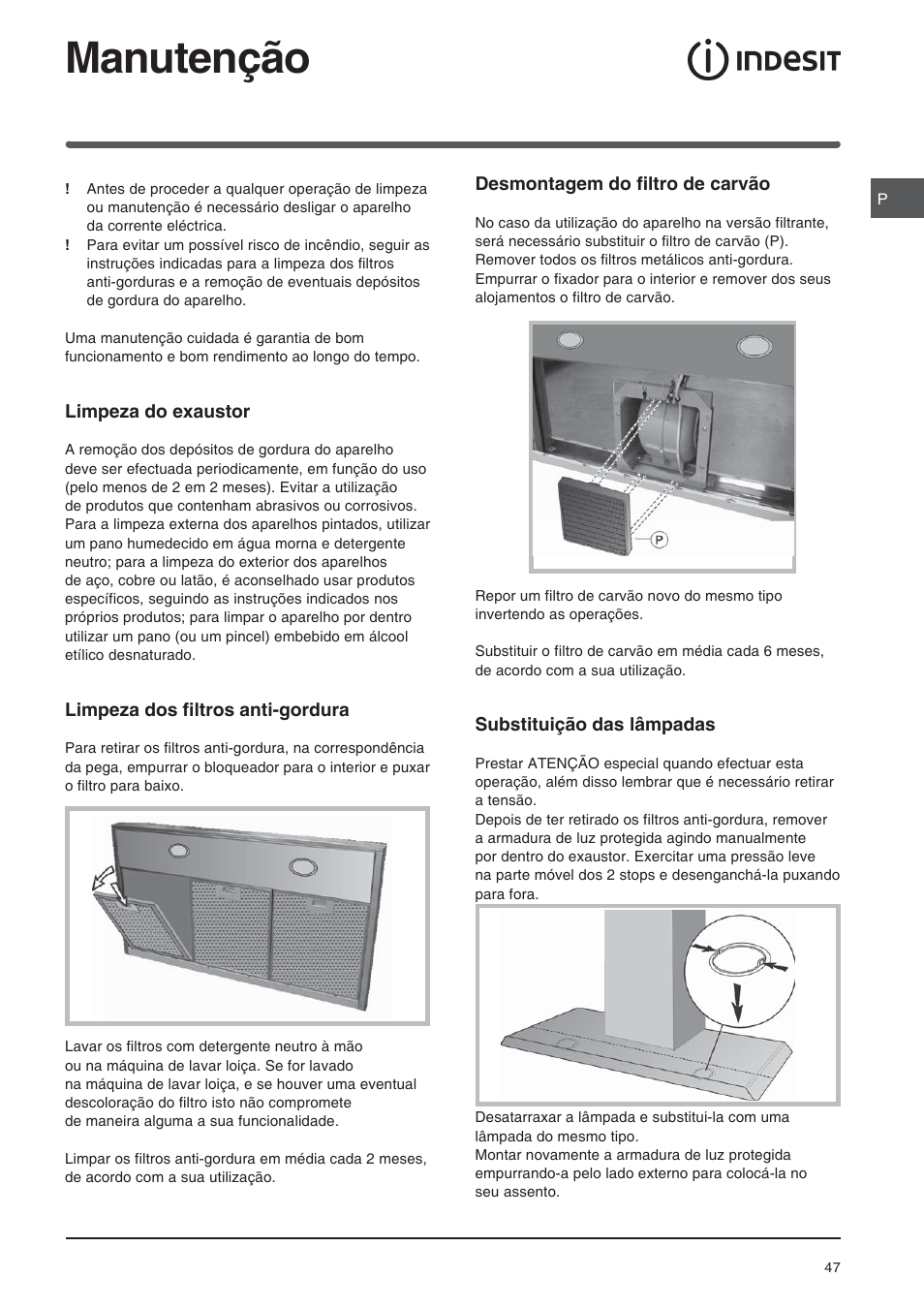 Manutenção | Indesit HIP6FIX User Manual | Page 47 / 56