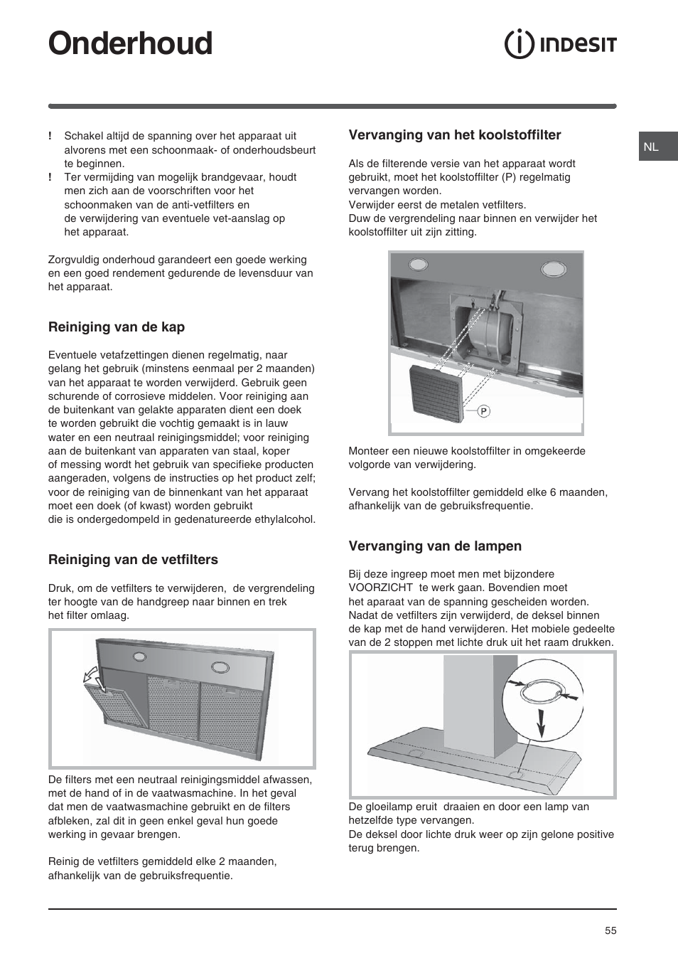 Onderhoud | Indesit HIP6FIX User Manual | Page 55 / 56