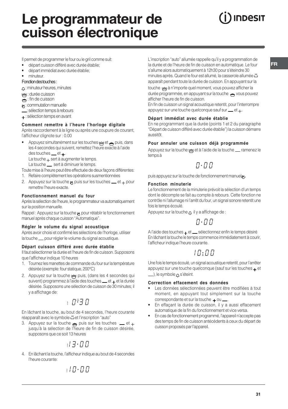 Le programmateur de cuisson électronique | Indesit FIE76PK-AIX User Manual | Page 31 / 60
