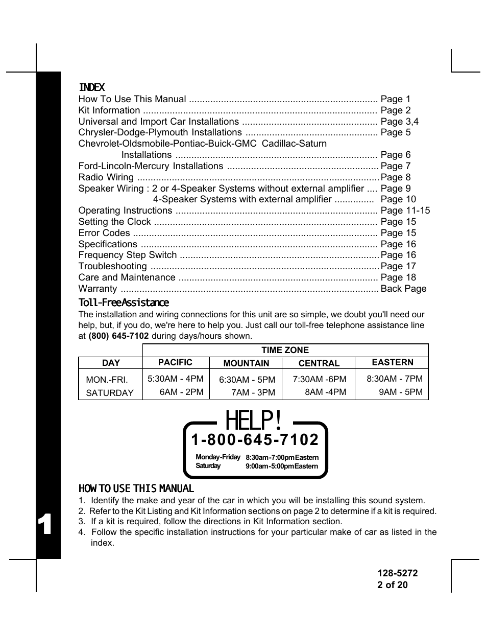 Help | Audiovox ACD-32A User Manual | Page 2 / 20