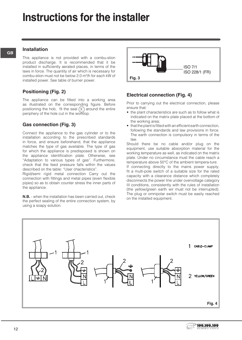 Instructions for the installer | Indesit DP2GSIX User Manual | Page 12 / 68