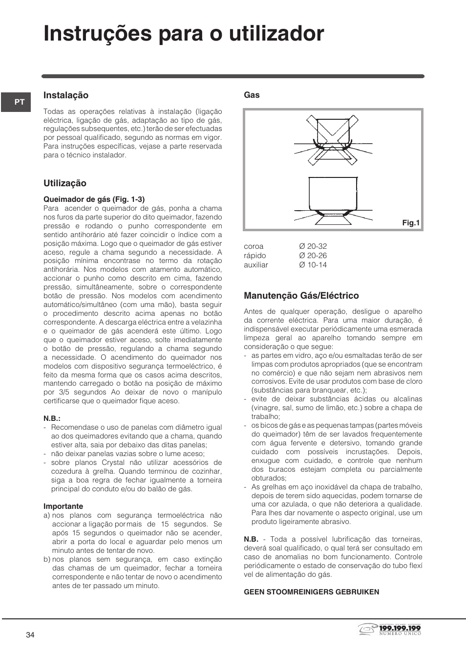 Instruções para o utilizador | Indesit DP2GSIX User Manual | Page 34 / 68