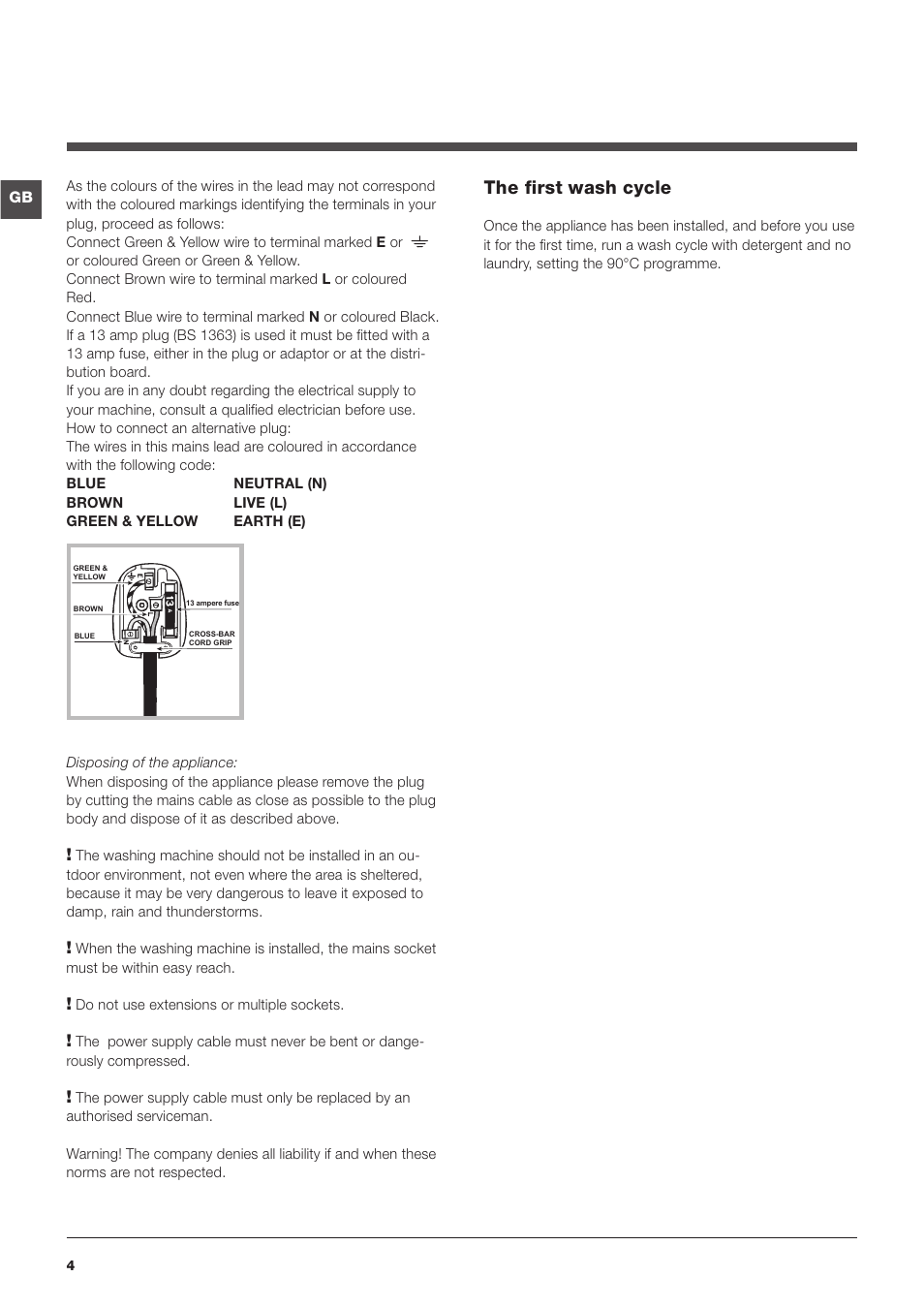 The first wash cycle | Indesit IWD61450 User Manual | Page 4 / 16