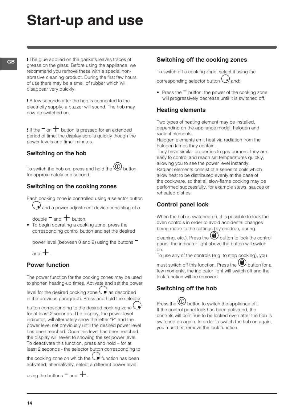 Start-up and use | Indesit VRA640XS User Manual | Page 14 / 84