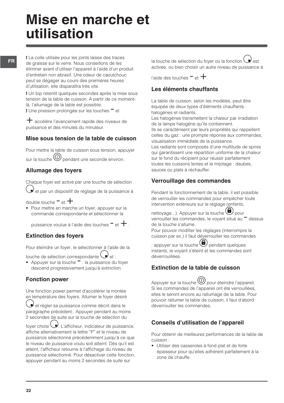 Mise en marche et utilisation | Indesit VRA640XS User Manual | Page 22 / 84