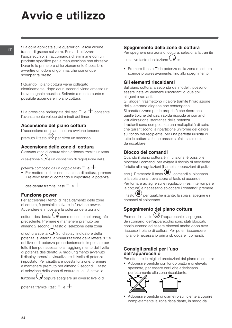 Avvio e utilizzo | Indesit VRA640XS User Manual | Page 54 / 84