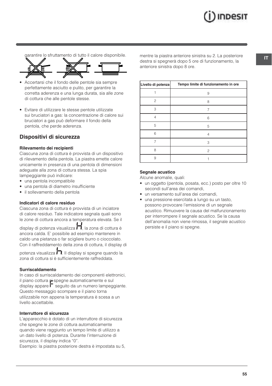 Dispositivi di sicurezza | Indesit VRA640XS User Manual | Page 55 / 84