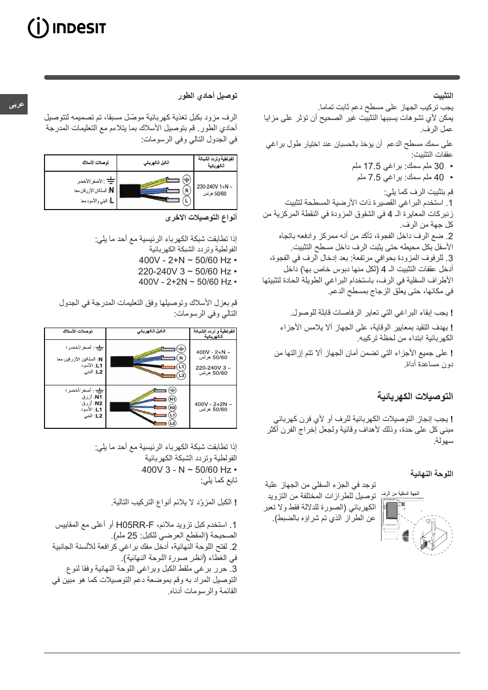 ةيئابرهكلا تلايصوتلا | Indesit VRM640MC User Manual | Page 75 / 80