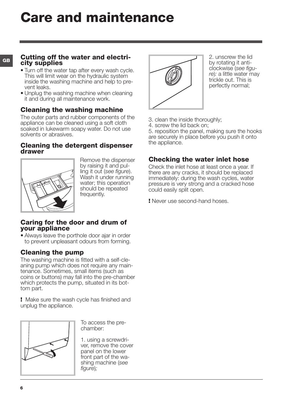 Care and maintenance | Indesit IWE7145BUKC User Manual | Page 6 / 16