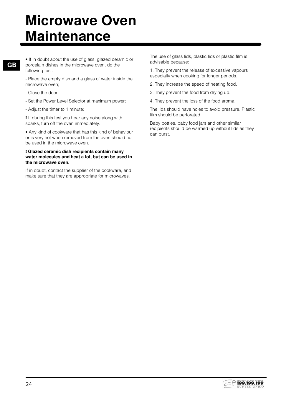 Microwave oven maintenance | Indesit MWI121X User Manual | Page 24 / 80