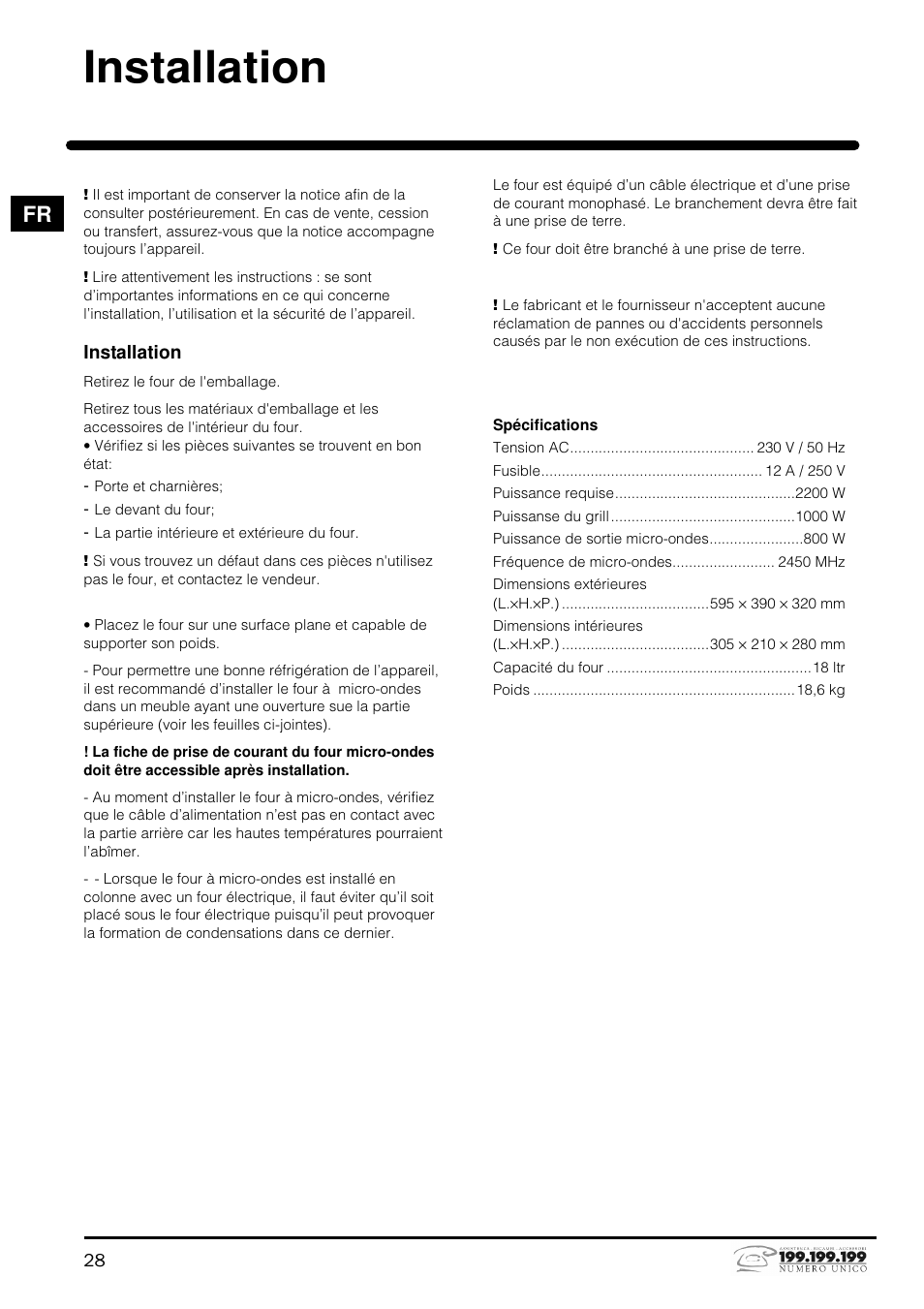 Installation | Indesit MWI121X User Manual | Page 28 / 80