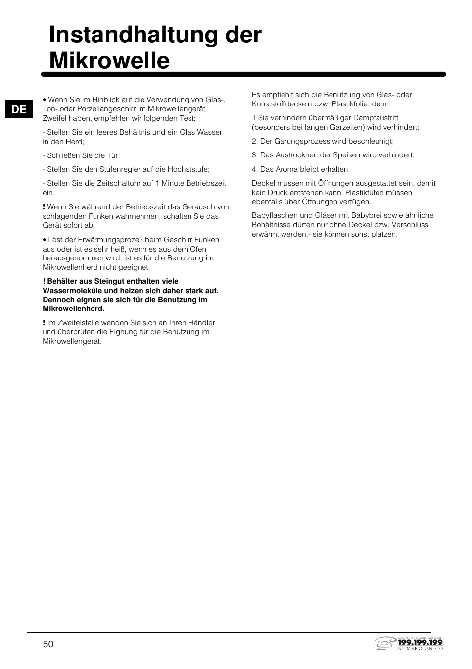 Instandhaltung der mikrowelle | Indesit MWI121X User Manual | Page 50 / 80