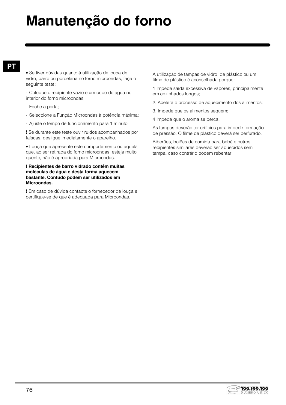Manutenção do forno | Indesit MWI121X User Manual | Page 76 / 80