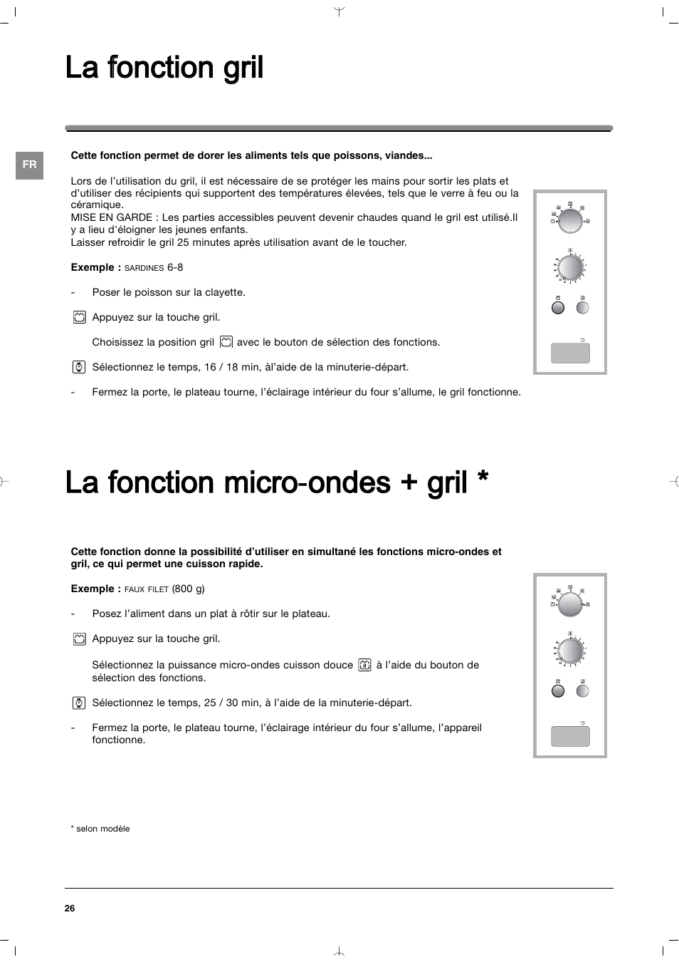 La ffonction g gril, La ffonction m micro-o ondes + + g gril | Indesit MWI212IXUK User Manual | Page 26 / 54