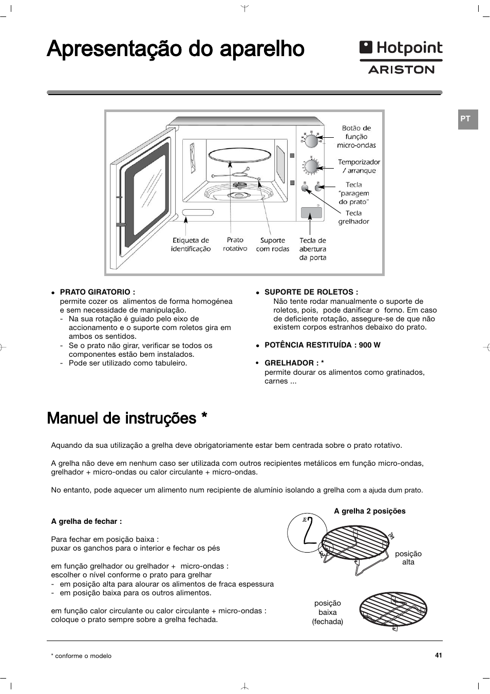 Apresentação d do aparelho, Manuel d de iinstruções | Indesit MWI212IXUK User Manual | Page 41 / 54