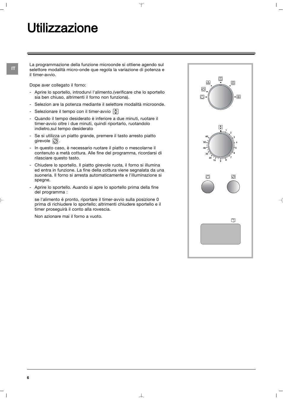 Utilizzazione | Indesit MWI212IXUK User Manual | Page 6 / 54