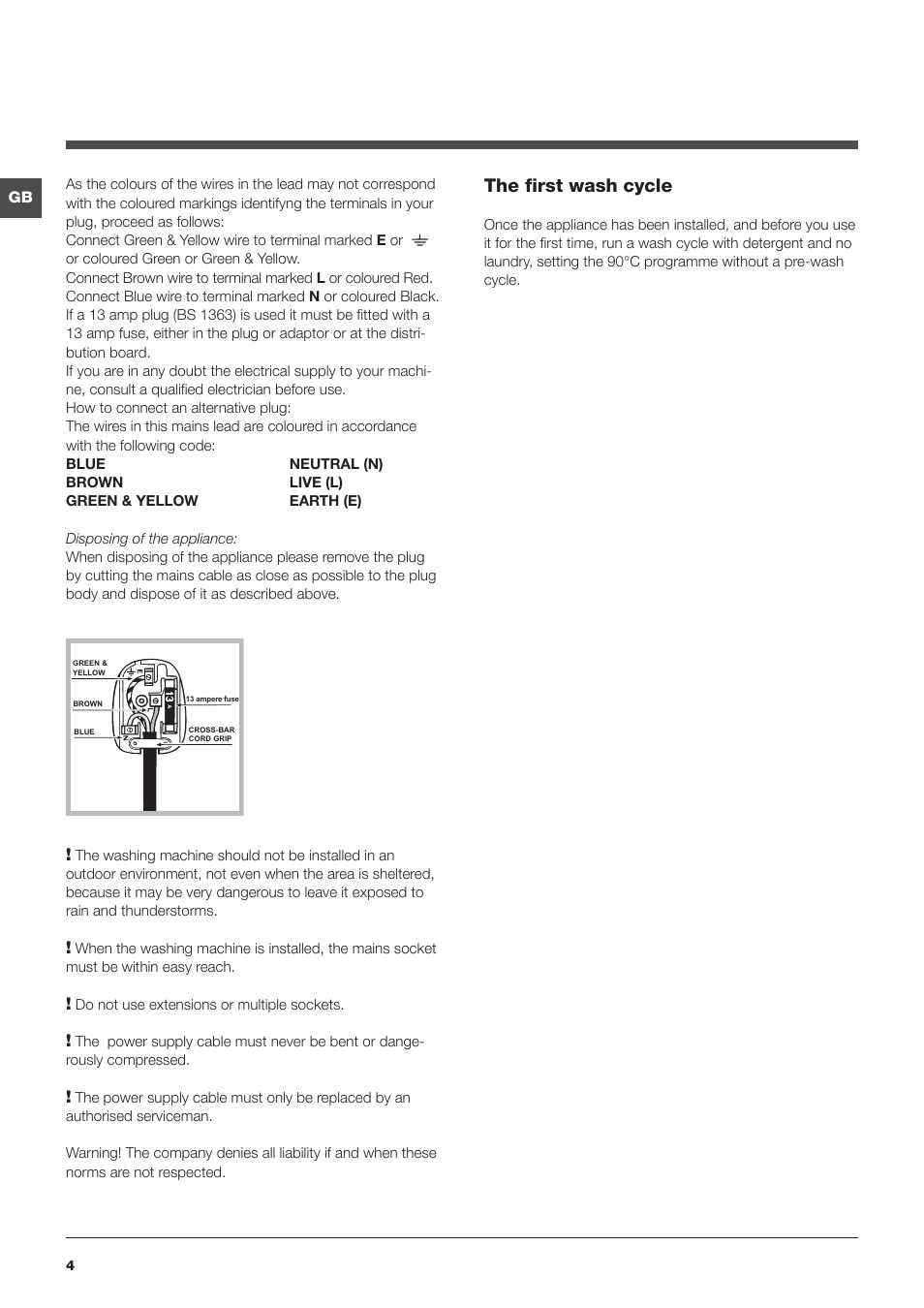 The first wash cycle | Indesit PWC7143W UK User Manual | Page 4 / 16