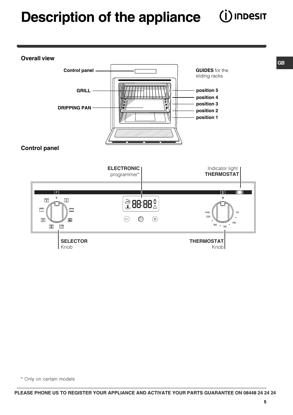 Description of the appliance | Indesit FIM73KC-AIXGB models after June 2012 User Manual | Page 5 / 16