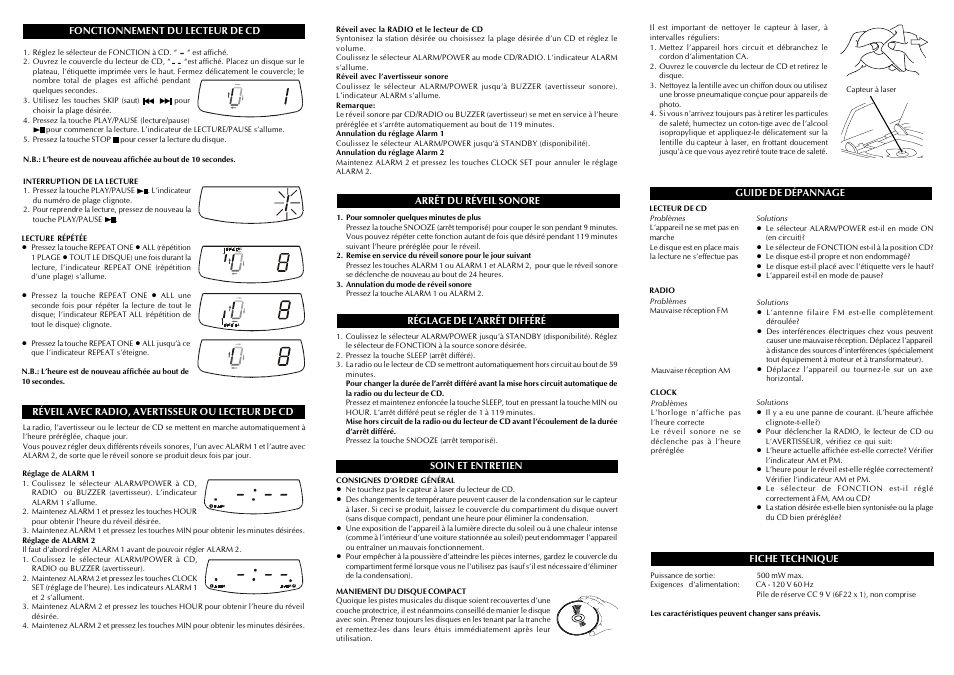 Audiovox CD Alarm Clock User Manual | Page 4 / 6