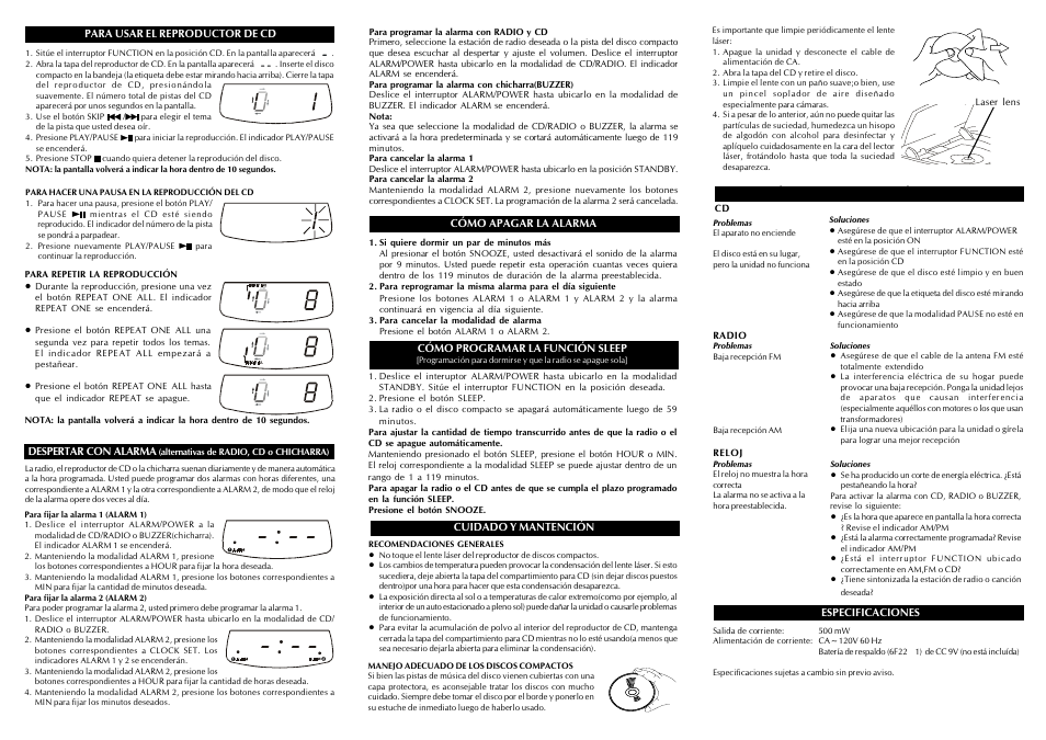 Audiovox CD Alarm Clock User Manual | Page 6 / 6