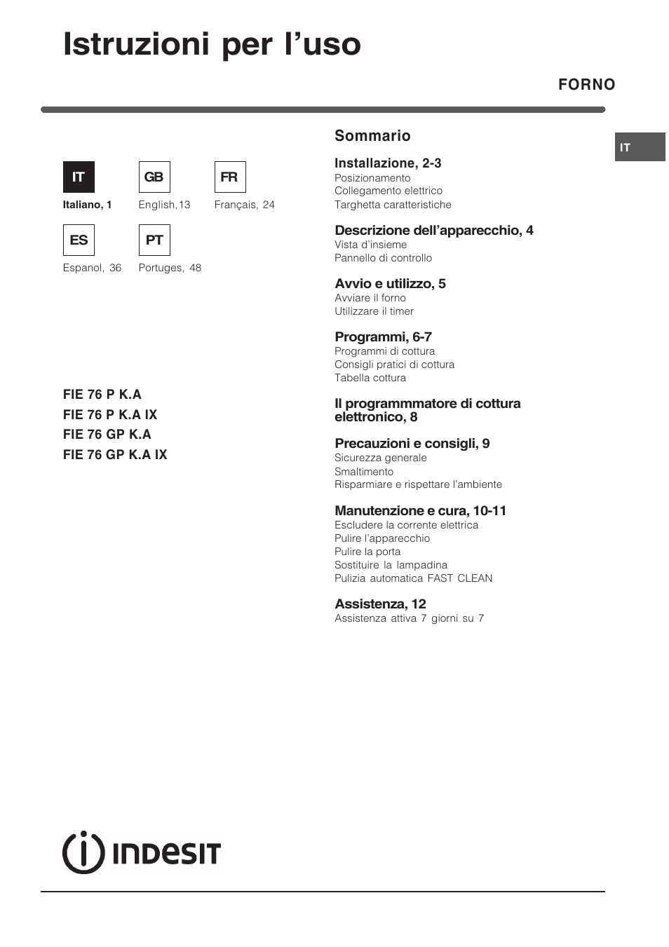 Indesit FIE76GPK-AIX User Manual | 60 pages