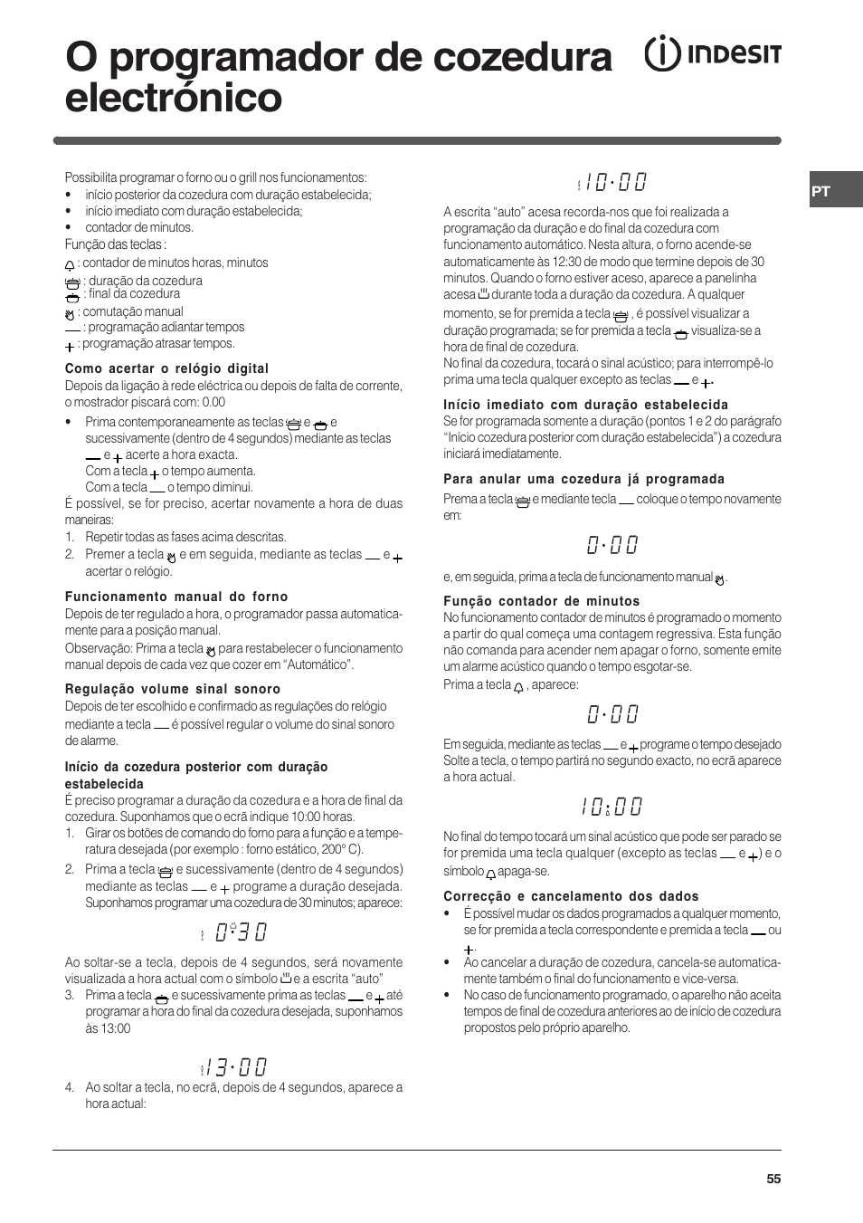 O programador de cozedura electrónico | Indesit FIE76GPK-AIX User Manual | Page 55 / 60