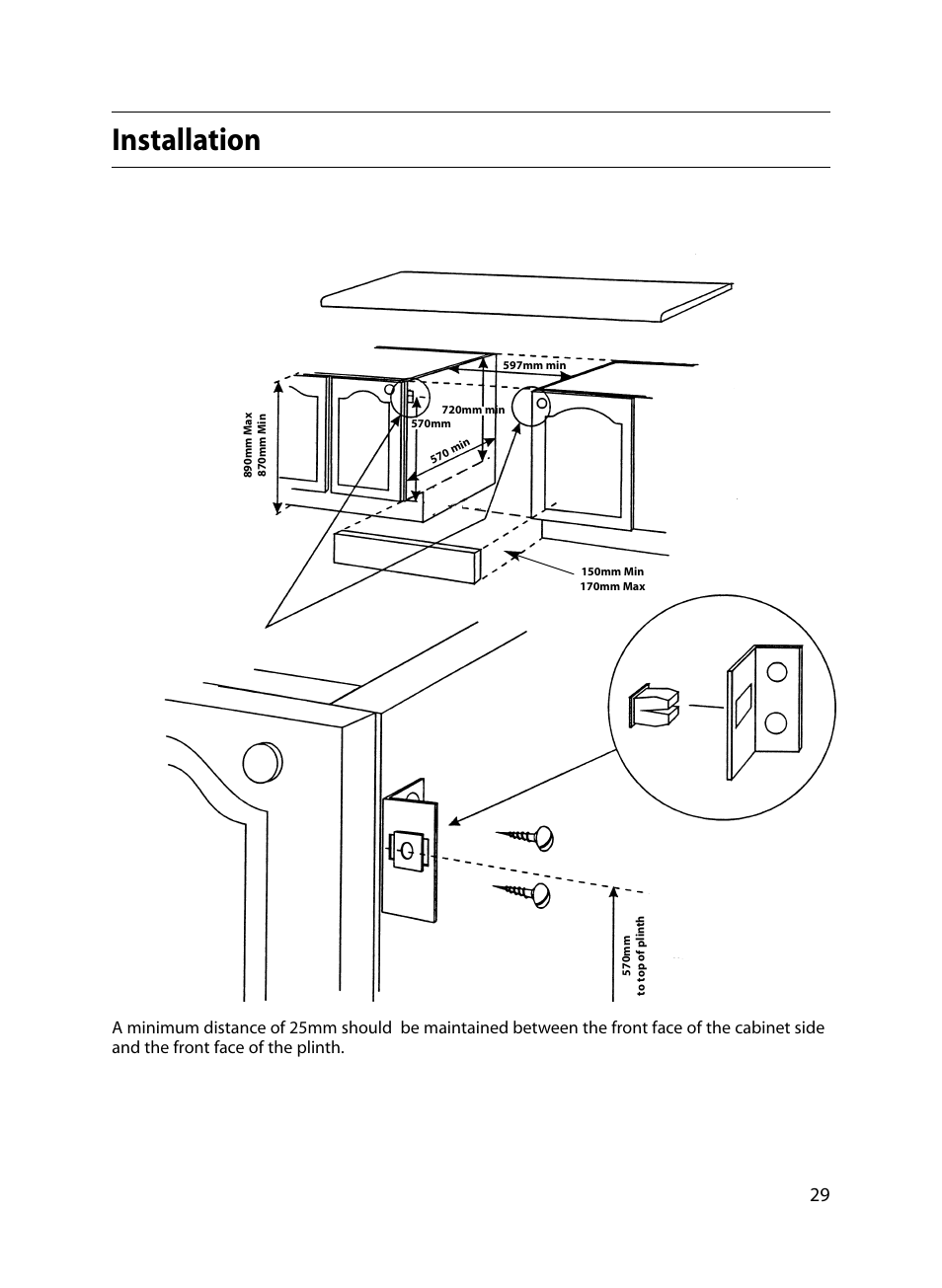 Installation | Indesit FIU20 MK2 17-09-07 onwards User Manual | Page 29 / 36