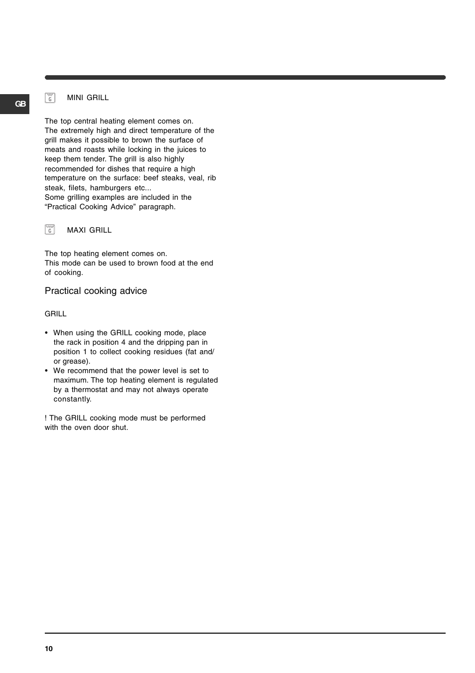 Practical cooking advice | Indesit KP902GX User Manual | Page 10 / 16