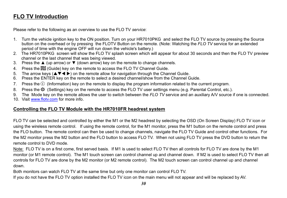 Flo tv introduction | Audiovox Mobile Video 128-8770 User Manual | Page 33 / 52