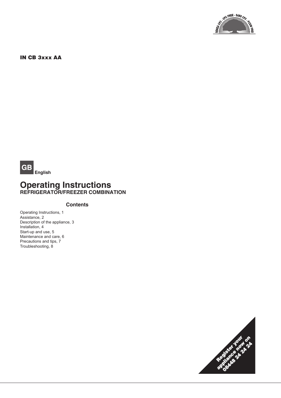 Indesit INCB31AAUK User Manual | 8 pages