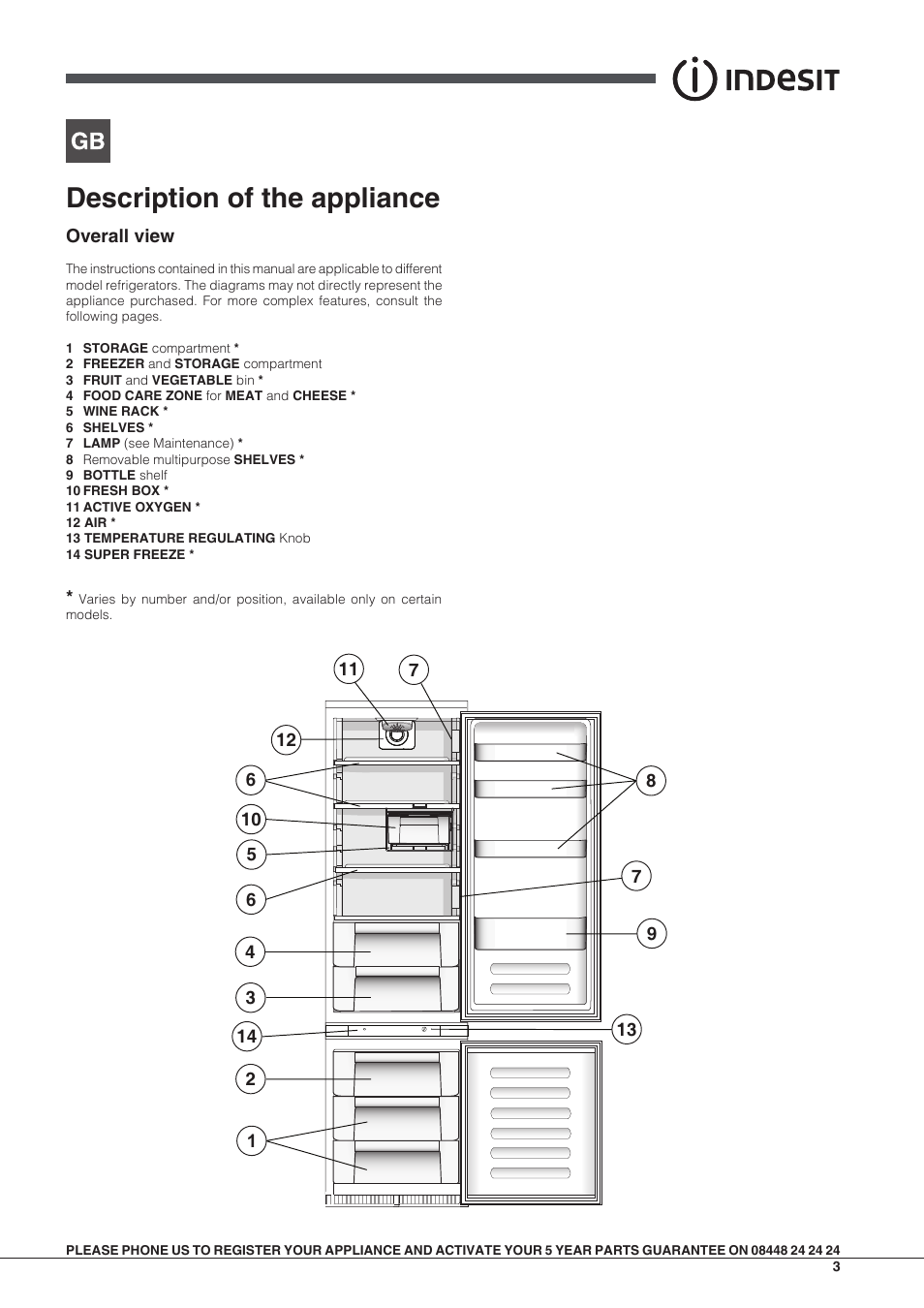 Description of the appliance | Indesit INCB31AAUK User Manual | Page 3 / 8