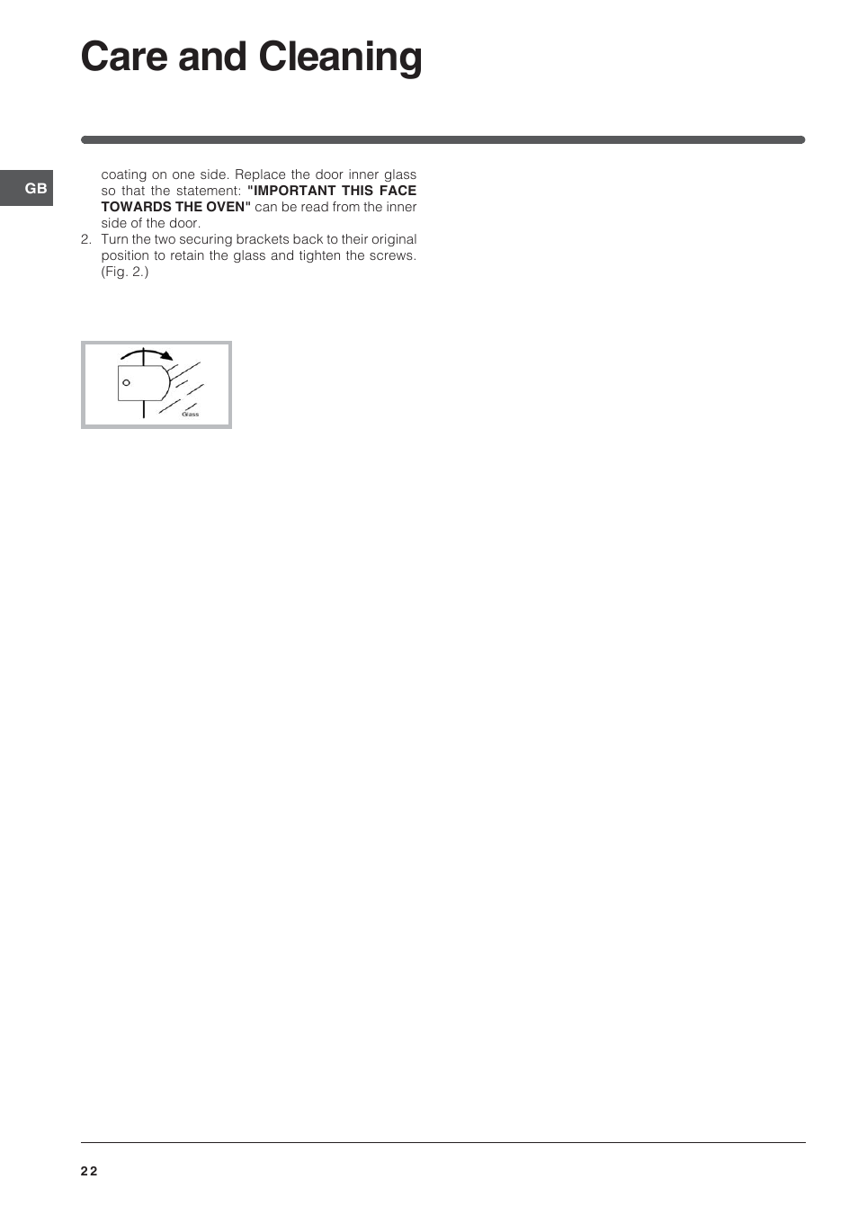 Care and cleaning | Indesit ID60C2M User Manual | Page 22 / 28