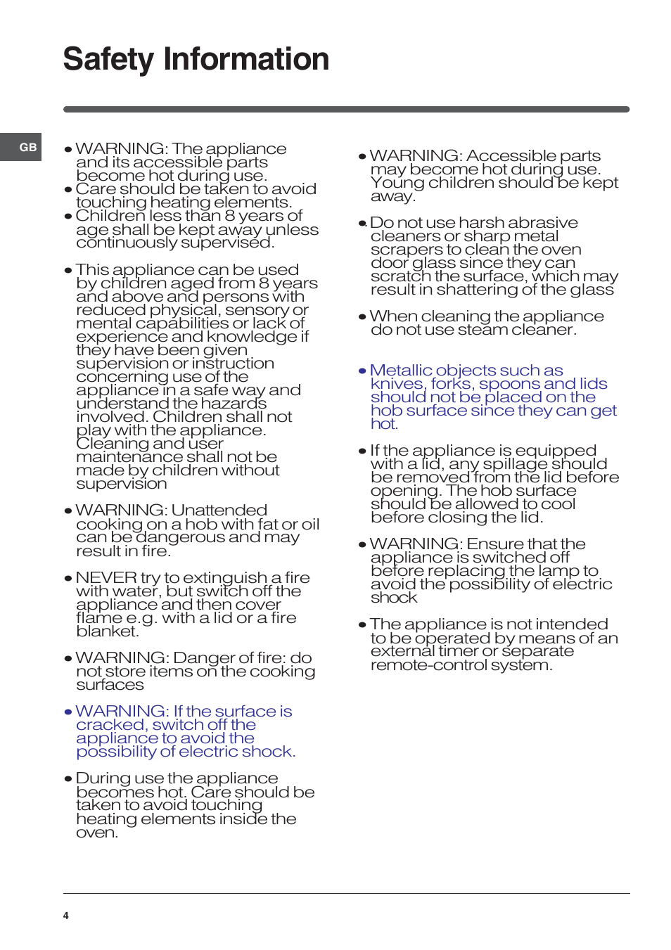 Safety information | Indesit ID60C2M User Manual | Page 4 / 28